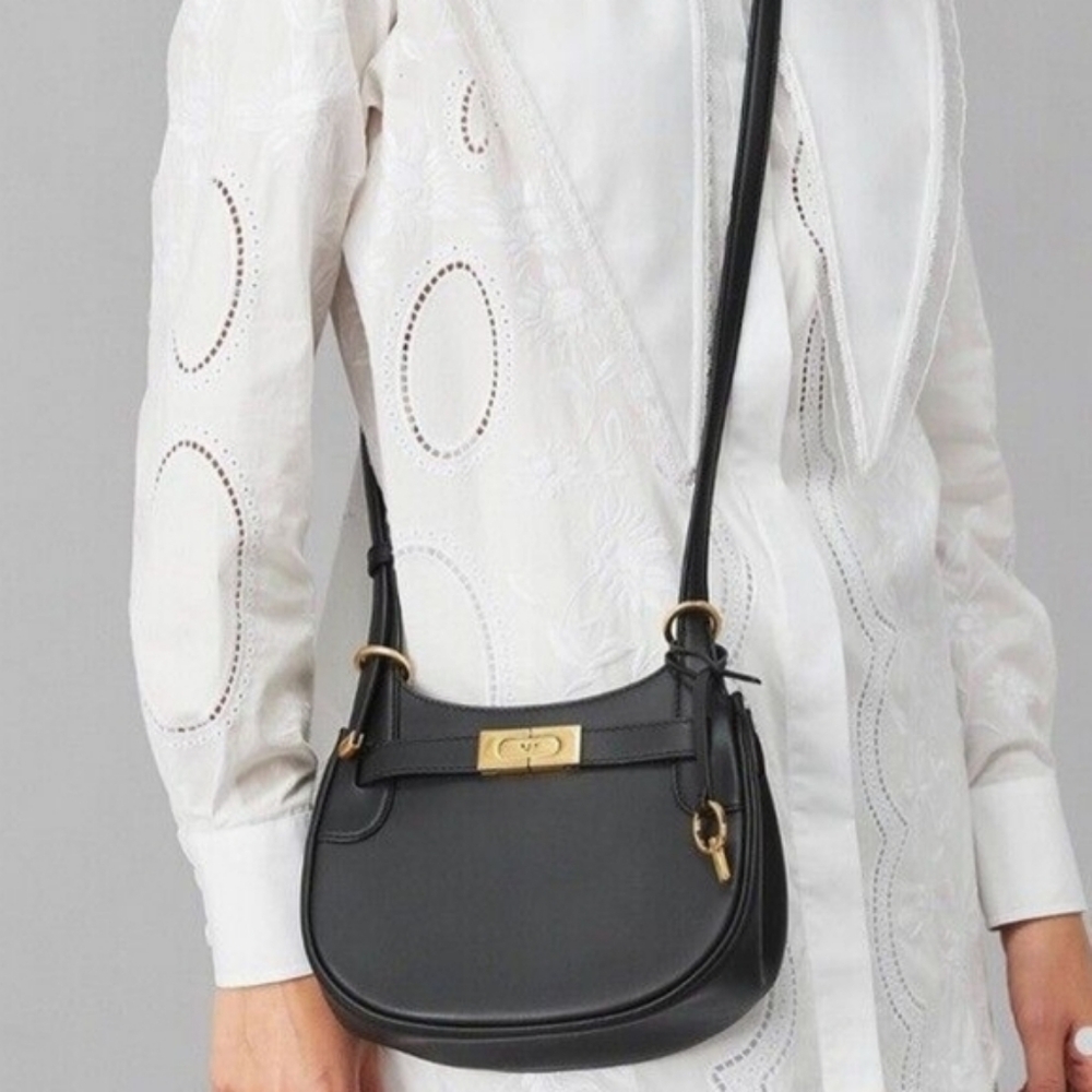 NWT TORY BURCH LEE RADZIWILL SMALL SADDLEBAG SADDLE BAG - BLACK